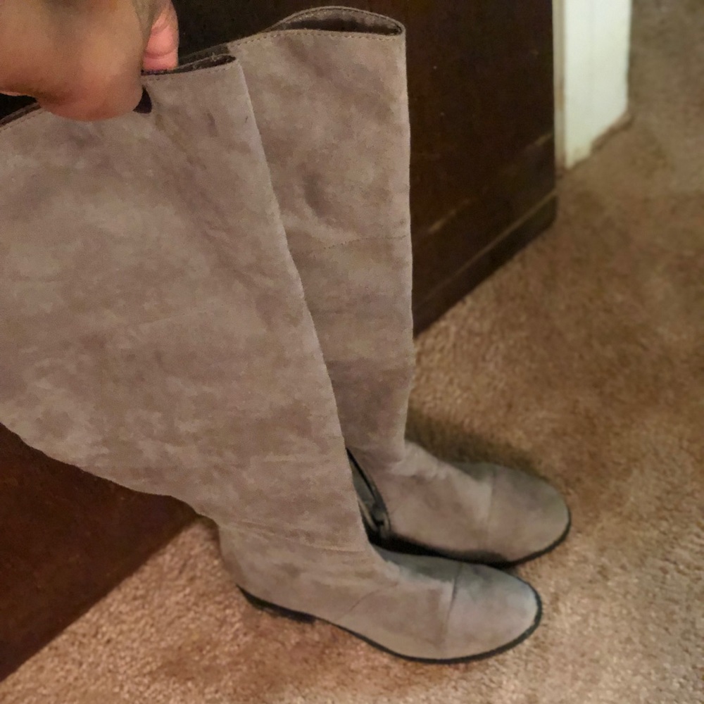 Gray over the knee boots